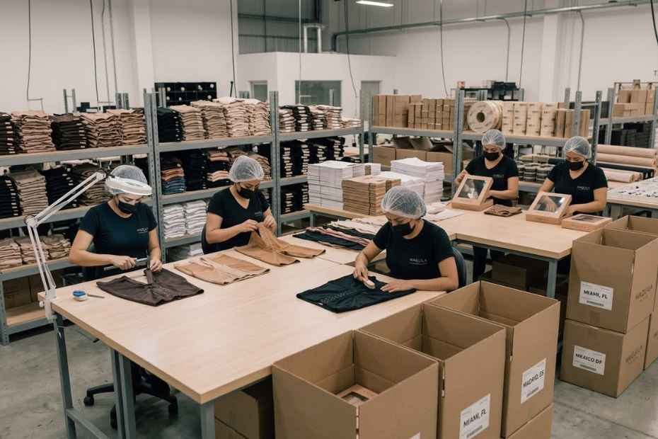 Control de calidad y empaque de fajas terminadas para diferentes mercados