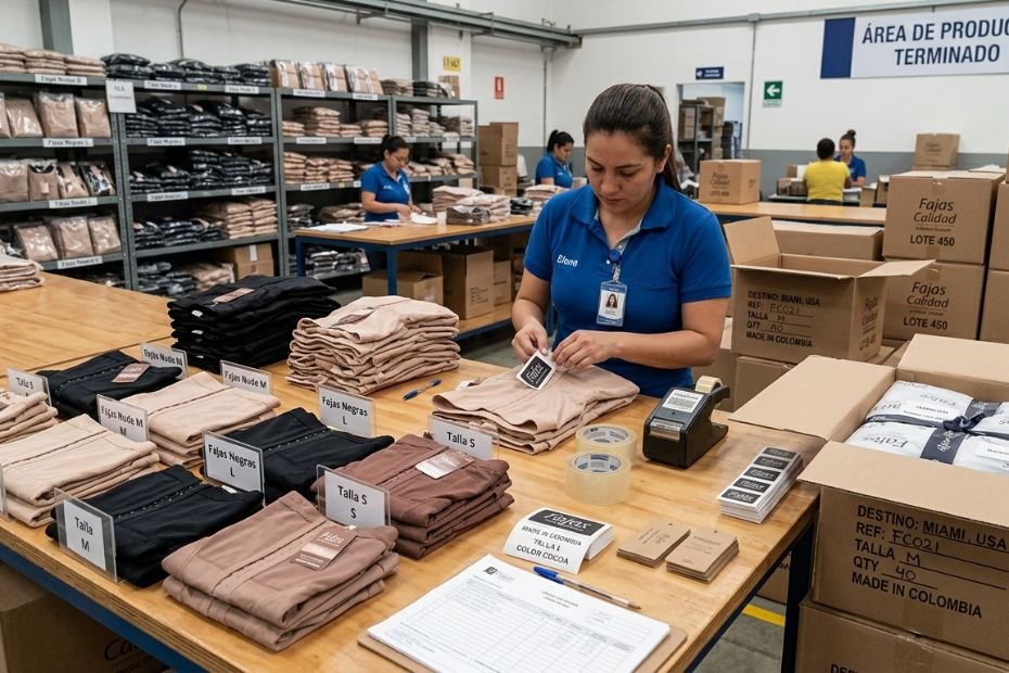 Fajas terminadas revisadas y listas para empaque y despacho