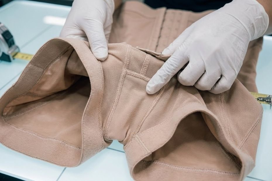Revisión de costuras y acabados en fajas durante el control de calidad